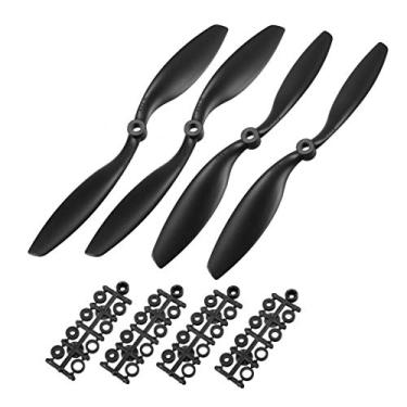 Imagem de uxcell RC Propellers CW CCW 8045 8x4.5 Inch 2-Vane Fixed-Wing for Airplane Toy, Nylon Black 2 Pairs with Adapter Rings