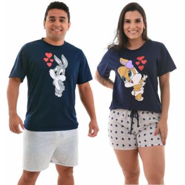 Imagem de Kit 2 Pijama Casal Love Manga curta - Prikéta Pijamas, Lola azul marin