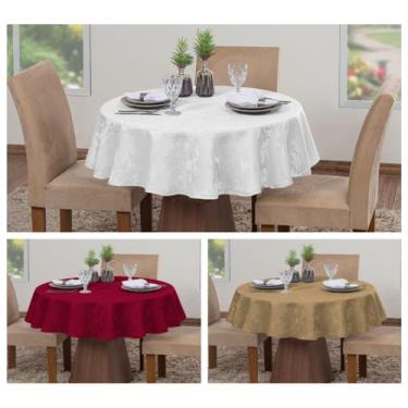 Imagem de Kit 3 Toalhas De Mesa Luxo Redonda 4 Lugares Sala Jantar Jacquard - Ra