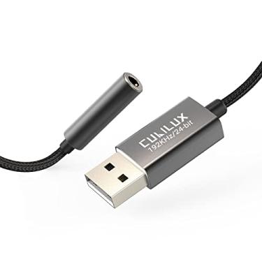Imagem de Cubilux Adaptador USB A para conector de áudio de 3,5 mm [192KHz/24bit DAC, TRRS MIC-suportado] USB para conector de fone de ouvido estéreo de 1/20.3 cm compatível com PS5 PS4, Windows Linux, laptop,
