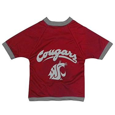 Imagem de Camiseta esportiva NCAA Washington State Cougars de malha para cães (cor do time, minúscula)