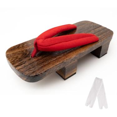Imagem de Cutey May Tamancos japoneses Geta de madeira com meias Tabi, Marrom e preto, 8-9