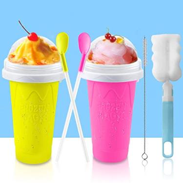 Imagem de QwayHome Copo para Fazer Raspadinha de 2 Peças, Copo Mágico Congelado Faça Você Mesmo, Copo de Gelo de Pitada de Smoothie de Sílica de Camada Dupla, Copo de Resfriamento Rápido, Fabricante de Sorvete