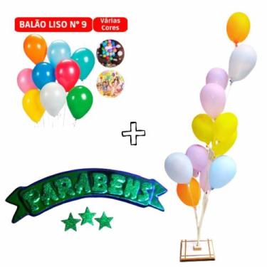 Imagem de Suporte Pega balão 12 Hastes + Plaquinha (parabéns) - Usina de arte, V