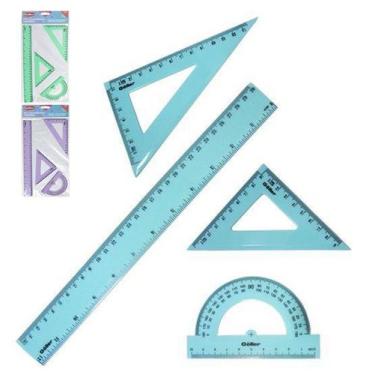 Imagem de Kit Escolar Trends com Regua com Esquadro com Transferidor Colors com 