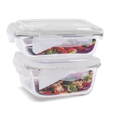 Imagem de 2 Potes Vidro Herméticos Tampa Silicone Vedação 640ml 800ml - U4home, 