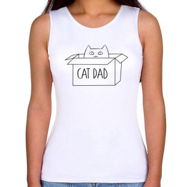 Imagem de Regata Feminina Cat Dad - Foca na Moda, Branco, G