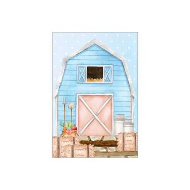 Imagem de Painel De Festa Vertical 1,50 x 2,20 - Fazendinha Azul com Bege 042 - 
