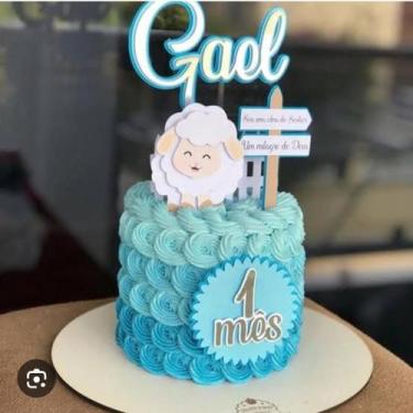 Imagem de Topo de Bolo Ovelhinha 02 Personalizado com Nome e idade - Lulu Mali D
