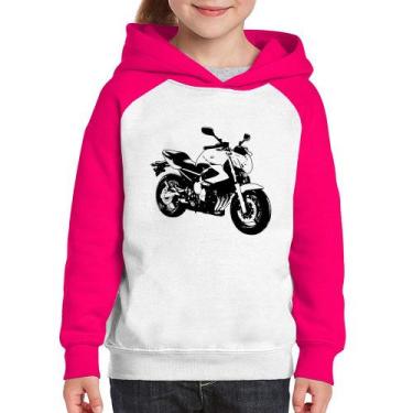 Imagem de Moletom Infantil Moto XJ6 N Art - Foca na Moda, Branco, Rosa, 14