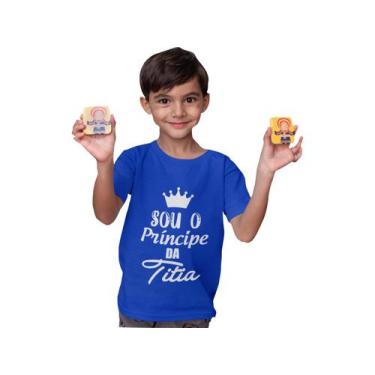 Imagem de Camiseta Príncipe da Titia Dinda Sobrinho Azul Royal - Del France, 01