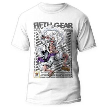 Imagem de Camiseta Anime One Piece Luffy Gear 5 Unissex - Kamiseta Otaku, Branco