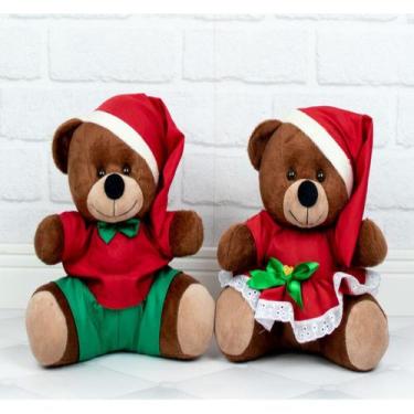 Imagem de CASAL DE PELUCIA NATALINA 15cm - SHORTS E CAMISA VESTIDO COM LESE PADR