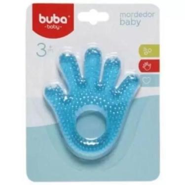 Imagem de Mordedor Bebê Buba Gelado Água Mão Azul Resfriável