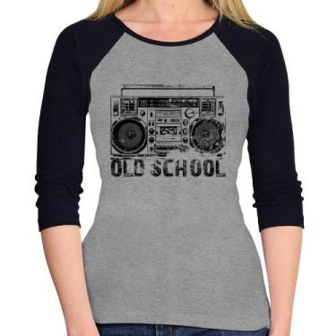 Imagem de Baby Look Raglan Old School Boombox Manga 3/4 - Foca na Moda, Cinza, P