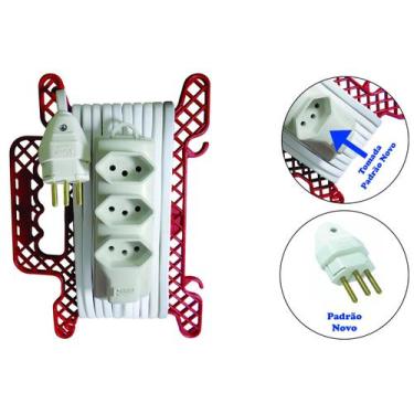 Imagem de Extensão Elétrica Bca c/ Suporte 3m com 3 Tomadas Radial