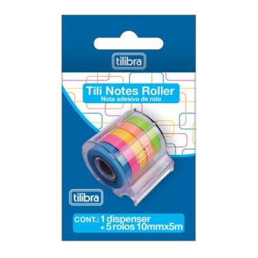 Imagem de Notas Adesivas em Rolo Dispenser Tili Notes Roller 5 Cores 10mmX5m Til