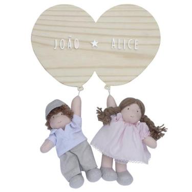 Imagem de Porta Maternidade Bexigas com Menina e Menino Gêmeos Quarto Bebê Infan