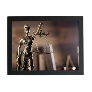 Imagem de Balança Justiça Têmis Direito Quadro Moldura Preta 60X40Cm - Plimshop