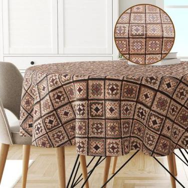 Imagem de Toalha Mesa Plástica Térmica Tricot 4 Lugar Redonda 1,38 - IDEALIZA