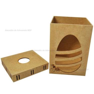 Imagem de Caixa para Ovo de Pascoa com Tampa Passa Fita 21x16x16 Mdf Madeira - A