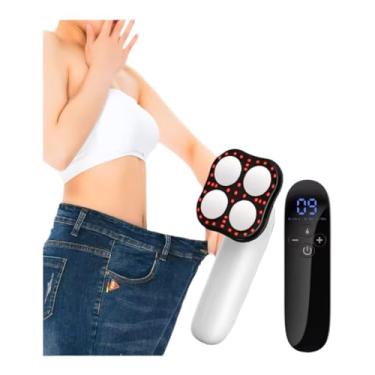 Imagem de Massageador corporal para barriga cintura braço perna bunda sem fio Aparelho de Tonificação Muscular Abdominal, 4 Nódulos, Tela Digital, Branco e Vermelho