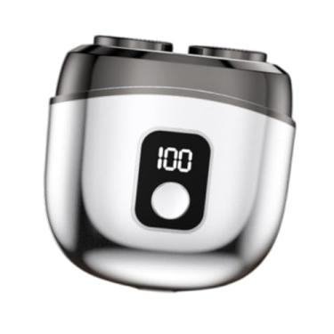 Imagem de harayaa Barbeador elétrico Máquina de barbear barba pequena à prova d'água 5W recarregável sem fio bolso navalha aparador de barba para viagens ao ar livre, Prata