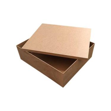 Imagem de Caixa Retangular Tampa Sapato 40x35x12 Mdf Madeira - ATACADÃO DO ARTES