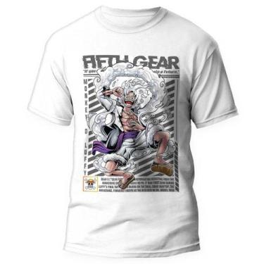 Imagem de Camiseta Anime One Piece Luffy Gear 5 Unissex - Kamiseta Otaku, Branco
