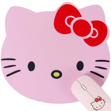 Imagem de NTSEOT Mouse pad Hello Kitty, mouse pad fofo para computador laptop - acessórios Hello Kitty - Mousepad para mulheres, mouse pad Kawaii Hello Kitty decoração de mesa de escritório (rosa)