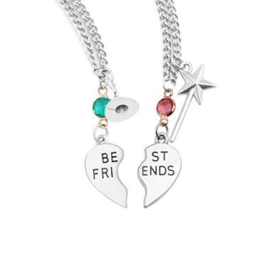 Imagem de 2 colares de melhor amigo para 2, colar de metal combinando amizade colares em forma de coração, colar de amizade, joias presentes para mulheres, 22.05in, Aço inoxidável, liga metálica, Sem Pedra