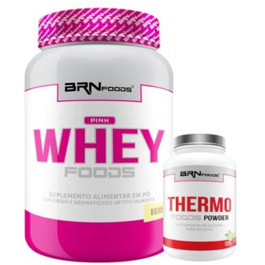 Imagem de Kit Pink Whey c/Colágeno 2kg + Thermo Foods 120g Limão - BRN Foods (Médio, Baunilha)