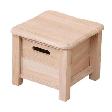 Imagem de WeiLaiKeQi Banco de armazenamento de madeira Banco pequeno doméstico Banco resistente para troca de sapatos com bordas arredondadas para entrada, escritório, Madeira, 30cmx30cmx25cm