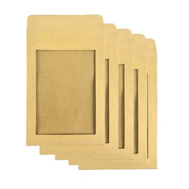 Imagem de 20 envelopes de papel kraft com janela transparente de um lado para fotos de cartão de CD de convites de negócios, 15,5 x 11,7 cm
