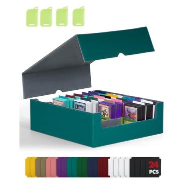 Imagem de ZLCA caixa de armazenamento de cartão para mtg ptcg, caixa de deck de comandante contém mais de 2.400 cartas, estojo de armazenamento de cartão com 4 rolhas, organizador de cartão para cartõ