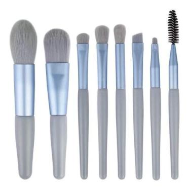 Imagem de Kit 08 Peças Pincéis De Maquiagem Profissional Contorno Delineador Pó 