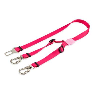 Imagem de Mood Pet Cinto De Segurança Pet Duplo Universal Cachorro Gato Cães Gatos Carro Coleira Adaptador Ajustável (Rose)