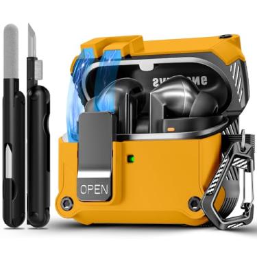 Imagem de Capa de bloqueio seguro para Samsung Galaxy Buds3 FE (2025)/Buds3 Pro e Galaxy Buds 3 (2024), capa rígida à prova de choque com kit de limpeza e chaveiro | Abertura automática | LED visível |