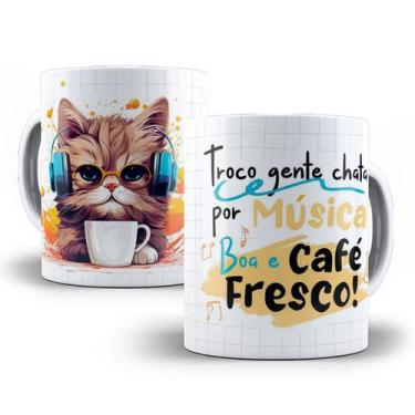 Imagem de Caneca Gato Frase Café Engraçada Meme Múscia Porcelana - Tio da Caneca