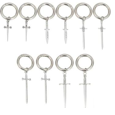 Imagem de GOMAKERER 12 peças 6 estilos pingentes de sapato de liga, estilo tibetano, pingente de decoração de sapato em forma de adaga com anel de mola para botas, decoração de sapatos, presente de aniversário,