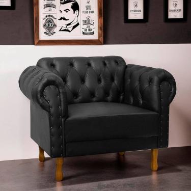 Imagem de Poltrona Decorativa Clássica Chesterfield Capitonê Corino - SOFA STORE