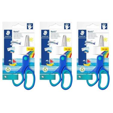 Imagem de Kit 03 Tesouras Escolar 14cm Para Canhoto Staedtler Noris Club Ponta Arredondada - Staedtler
