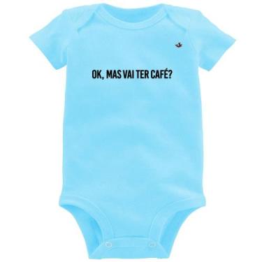 Imagem de Body Bebê Ok, mas vai ter café - Foca na Moda, Azul bebê, M