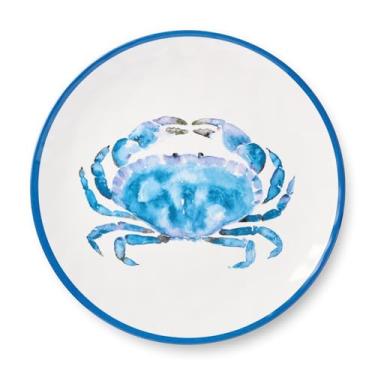 Imagem de Certified International Pratos de jantar de melamina Beach House Crab 28 cm – Conjunto de 6, pingente náutico vibrante, durável, leve e seguro para lava-louças, multicolorido