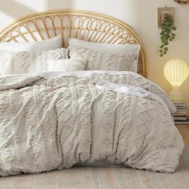 Imagem de Conjunto de Capa de Edredom Bedsure Boho Queen Size - Linho 90x90