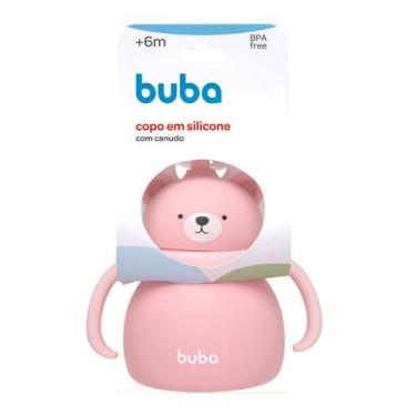 Imagem de Copo em Silicone Com Canudo Ursinho Rosa 19690 - Buba