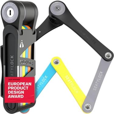 Imagem de Seatylock FoldyLock Cadeado compacto dobrável para bicicleta - Cadeado de bicicleta leve e de alta segurança patenteado premiado - Protetor seguro inteligente antifurto resistente com chaves e estojo