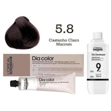 Imagem de Tonalizante Dia Color 5.8 Castanho Claro Marrom + Emulsão Reveladora 9