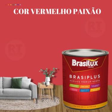 Imagem de Tinta de Parede Semi Brilho Vermelho Brasiplus 800ml Acrilica Lavável.
