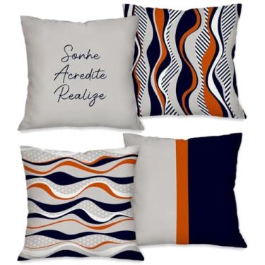 Imagem de Capas de Almofadas Decorativas para Sofá Tecido Poliester Tamanho 45cm x 45cm Quadrada com Ziper Invisivel Sonhe Acredite Realize kit com 4 capas
